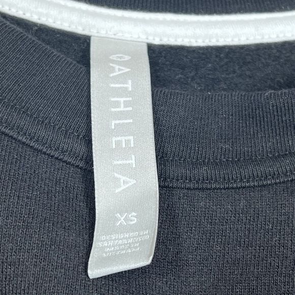 ATHLETA Sweatshirt Womens X-Small Black White Striped Pullover Crew 486732-00 - Picture 8 of 11